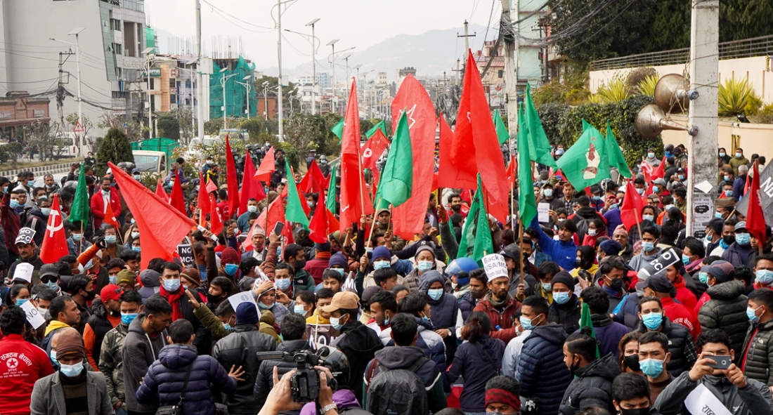 Demonstration of 7 political parties in Kathmandu against MCC