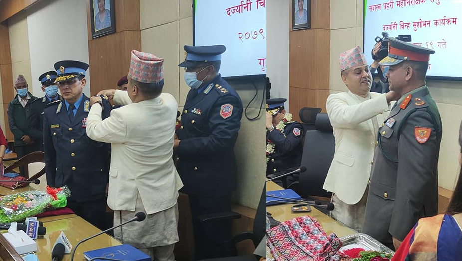 Rank insignia given to newly appointed IGP of Nepal Police and APF