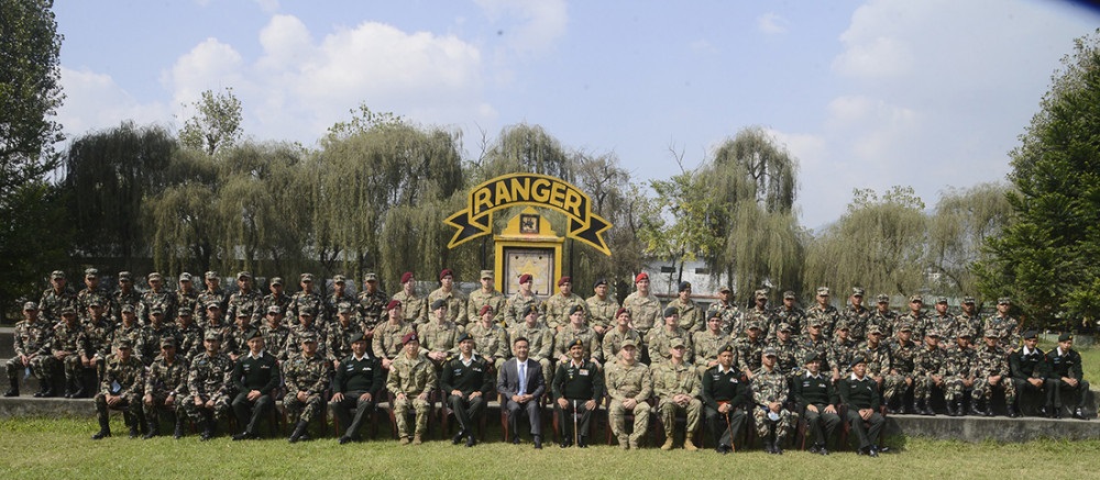 Nepalese and American forces conducting a joint military exercise