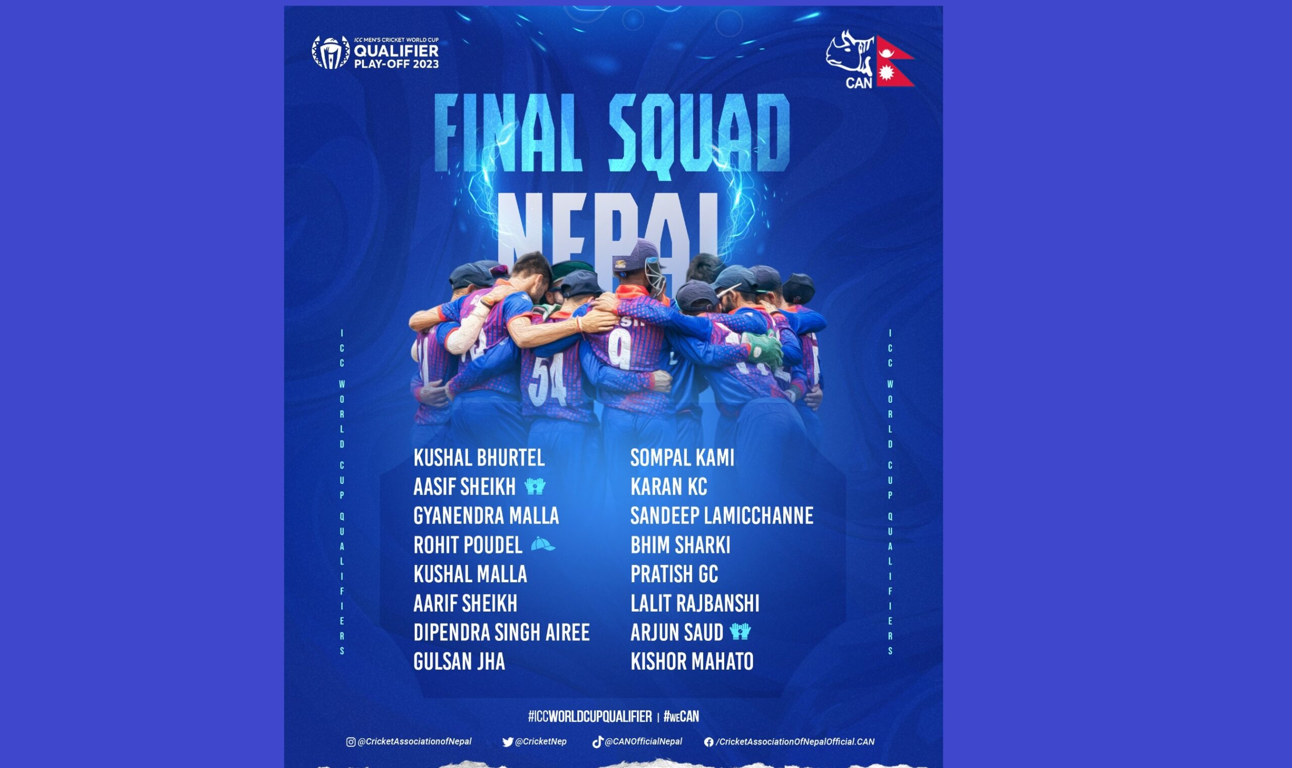 Nepali team announced for ICC World Cup Qualifiers