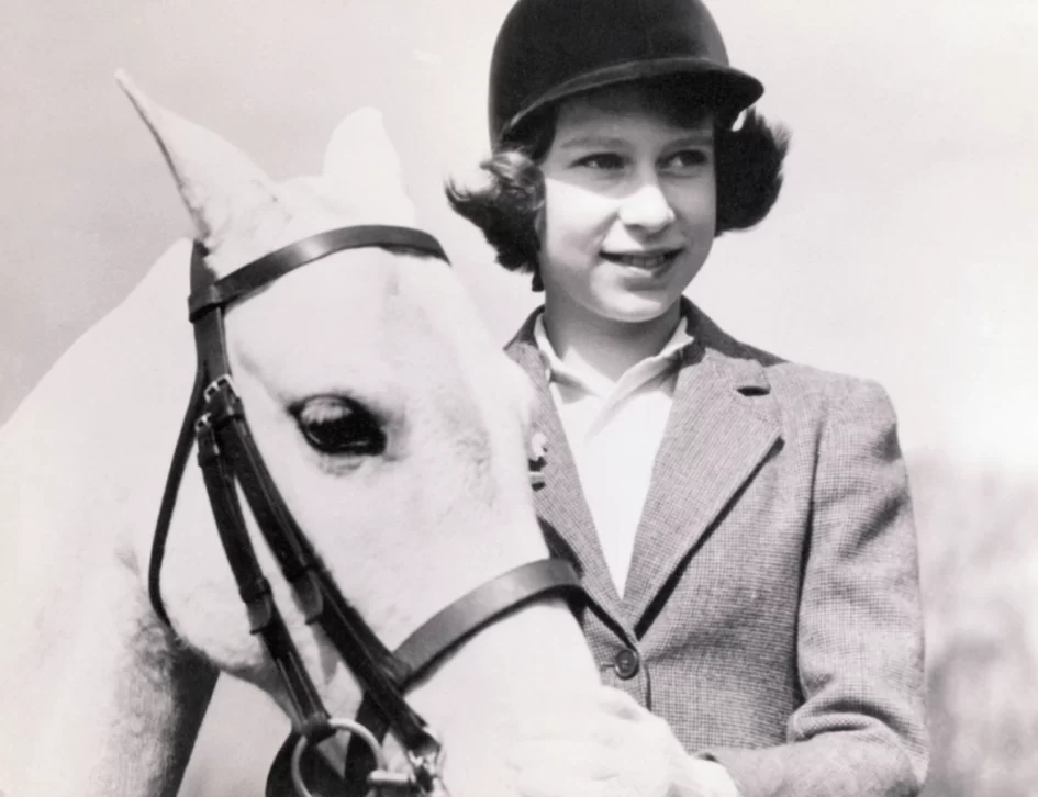 Crown Princess Elizabeth of Great Britain later Queen Elizabeth II with her pony at age 10
